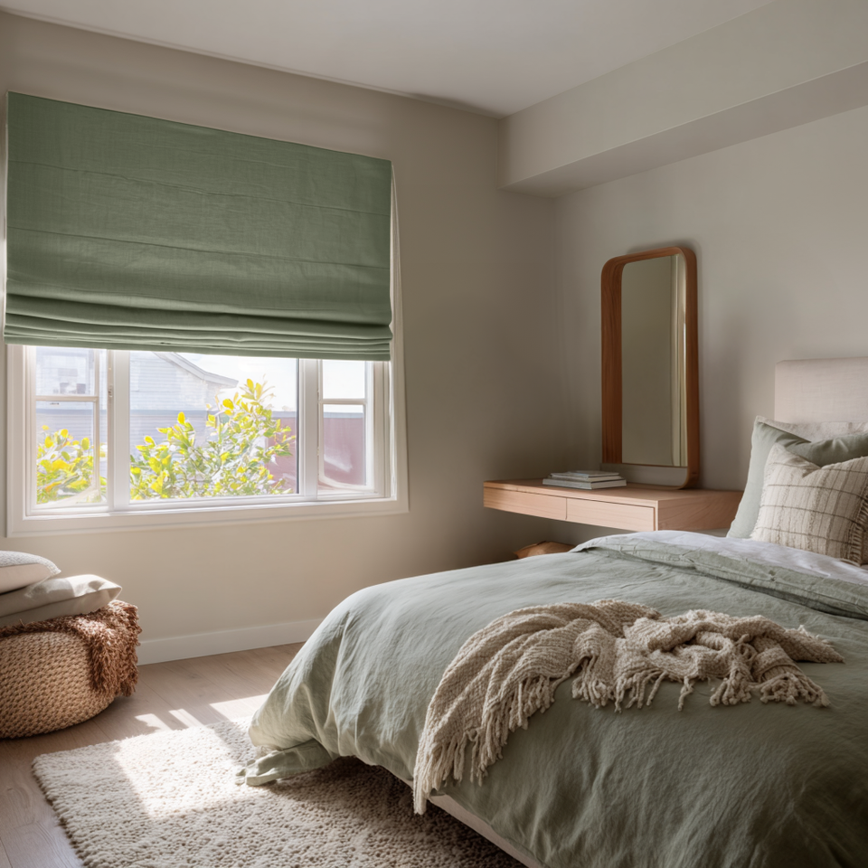 Insulated Linen Blackout Roman Shades – Custom Colors & Sizes
