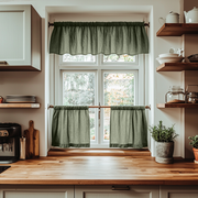 Sage Green Linen Cafe Curtains Valance Set