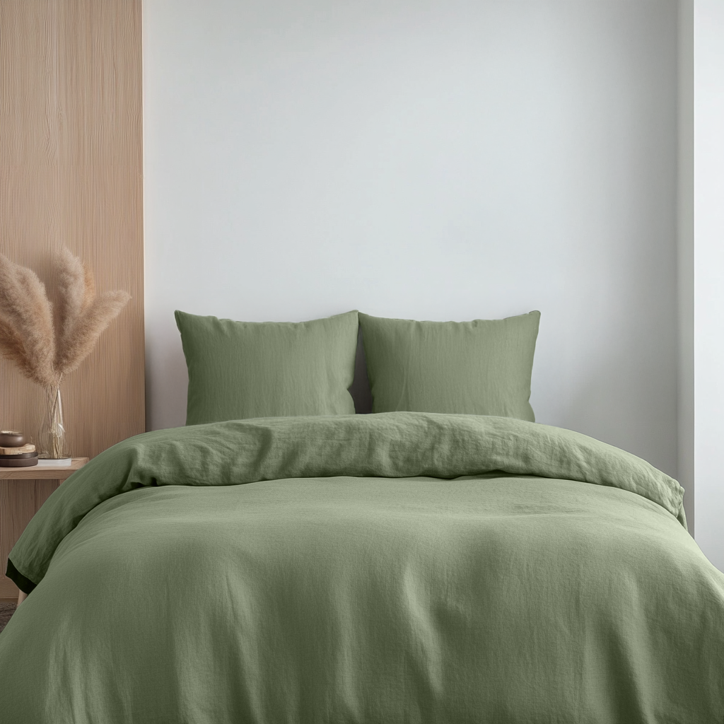 Sage Green Linen Duvet Cover Set