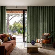 Sage Green Linen Grommet Extra Wide Curtains for Sliding Door in a Cozy Living Room with Rust Sofa, Brass Accents, and Indoor Greenery - Cotton Lining
@Heading: Grommets