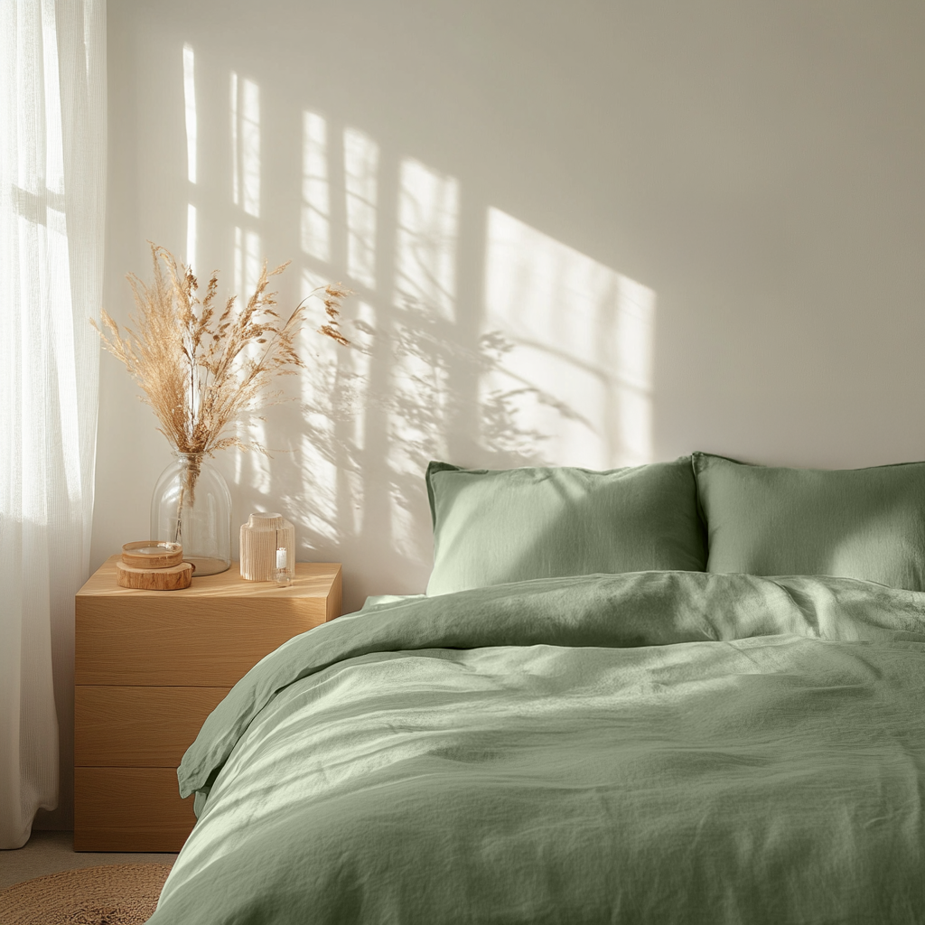 Sage Green Linen Duvet Cover Set
