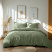 Sage Green Linen Duvet Cover Set in Bright Room