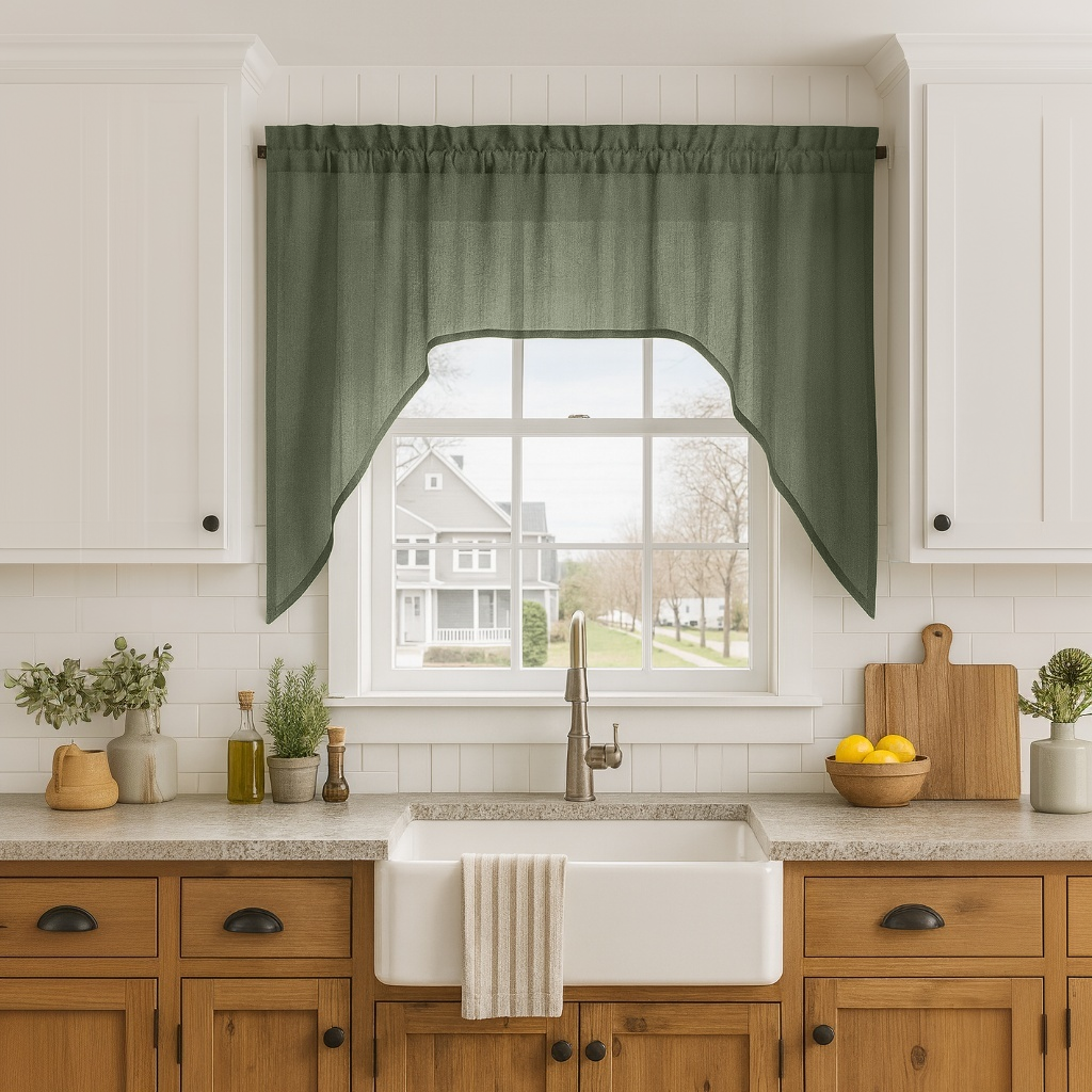 Sage Green Linen Swag Valance Curtain