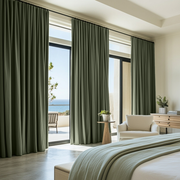 Sage Green Linen Thermal S-Fold Curtains
