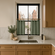 Sage Green Linen Kitchen Cafe Curtains
