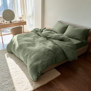 Sage Green Washed Linen Duvet Cover Set