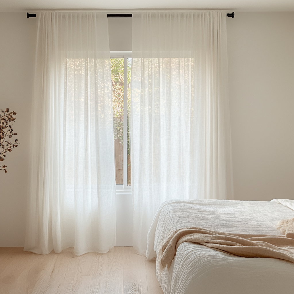 Sheer Curtains for Bedroom - Off-White Pure Linen