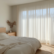 S-Fold Off-White Sheer Bedroom Curtains