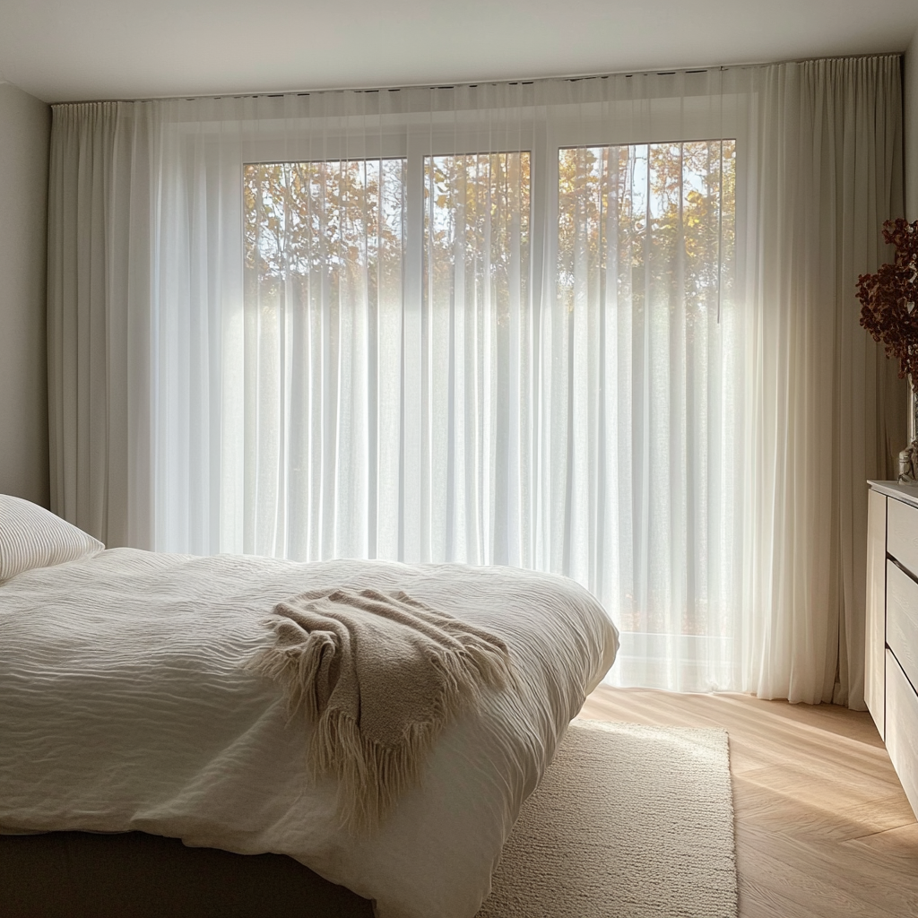 Sheer Curtains for Bedroom - Off-White Pure Linen