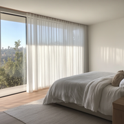 S-Fold White Sheer Bedroom Curtains