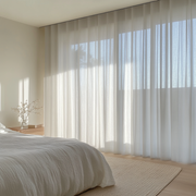 S-Fold White Sheer Bedroom Curtains