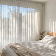 Sheer Curtains for Bedroom - White Pure Linen