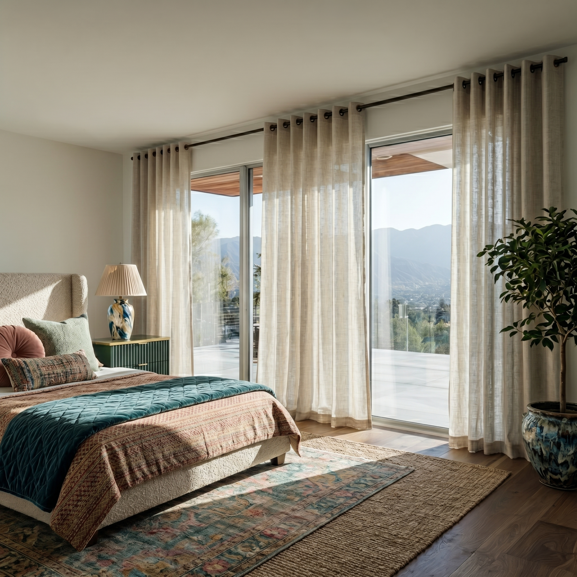 Natural Sheer Linen Grommet Curtains