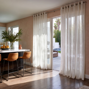 Off-White Sheer Linen Grommet Curtains