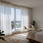 Off-White Sheer Linen Grommet Curtains