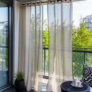 Natural Sheer Linen Outdoor Balcony Curtains with Metal Grommets