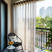 Natural Sheer Linen Outdoor Balcony Curtains with Metal Grommets