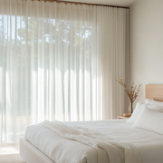S-Fold Off-White Sheer Bedroom Curtains
