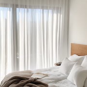 S-Fold White Sheer Bedroom Curtains
