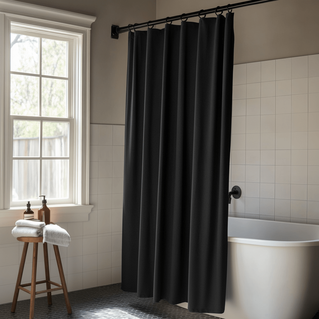 Black Linen Shower Curtain