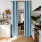 Sky Blue Linen Doorway Curtain with Grommets