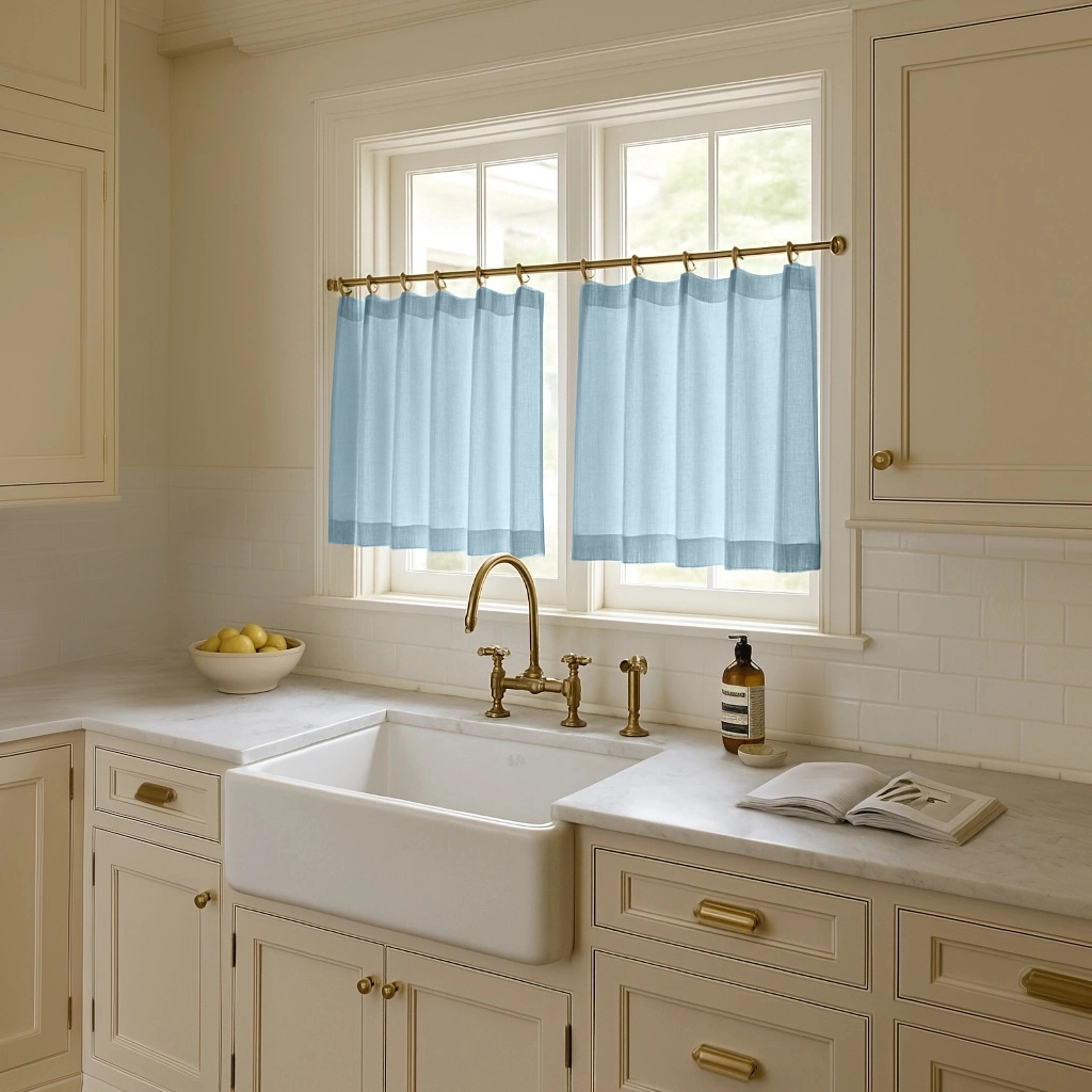 Stone Grey Linen Cafe Curtains - Thumbnail 3