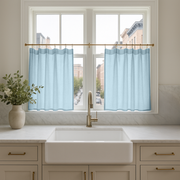 Sky Blue Linen Kitchen Curtains