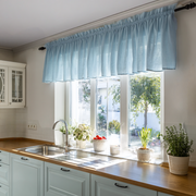 Sky Blue Linen Kitchen Valance