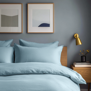 Light Sky Blue Linen Duvet Cover Set