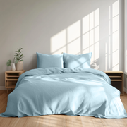 Light Sky Blue Washed Linen Duvet Cover Set