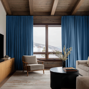 Steel Blue Velvet Soundproof Curtains with Multitape