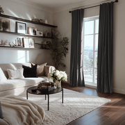 Steel Black Velvet Blackout Back Tab Curtain