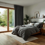 Steel Black Velvet Blackout Back Tab Curtain