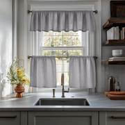Stone Grey Linen Cafe Curtains Valance Set