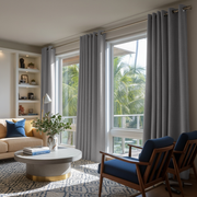Stone Grey Linen Grommet Curtains - Blackout Lining