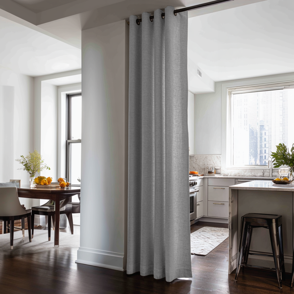 Stone Grey Linen Doorway Curtains with Grommets