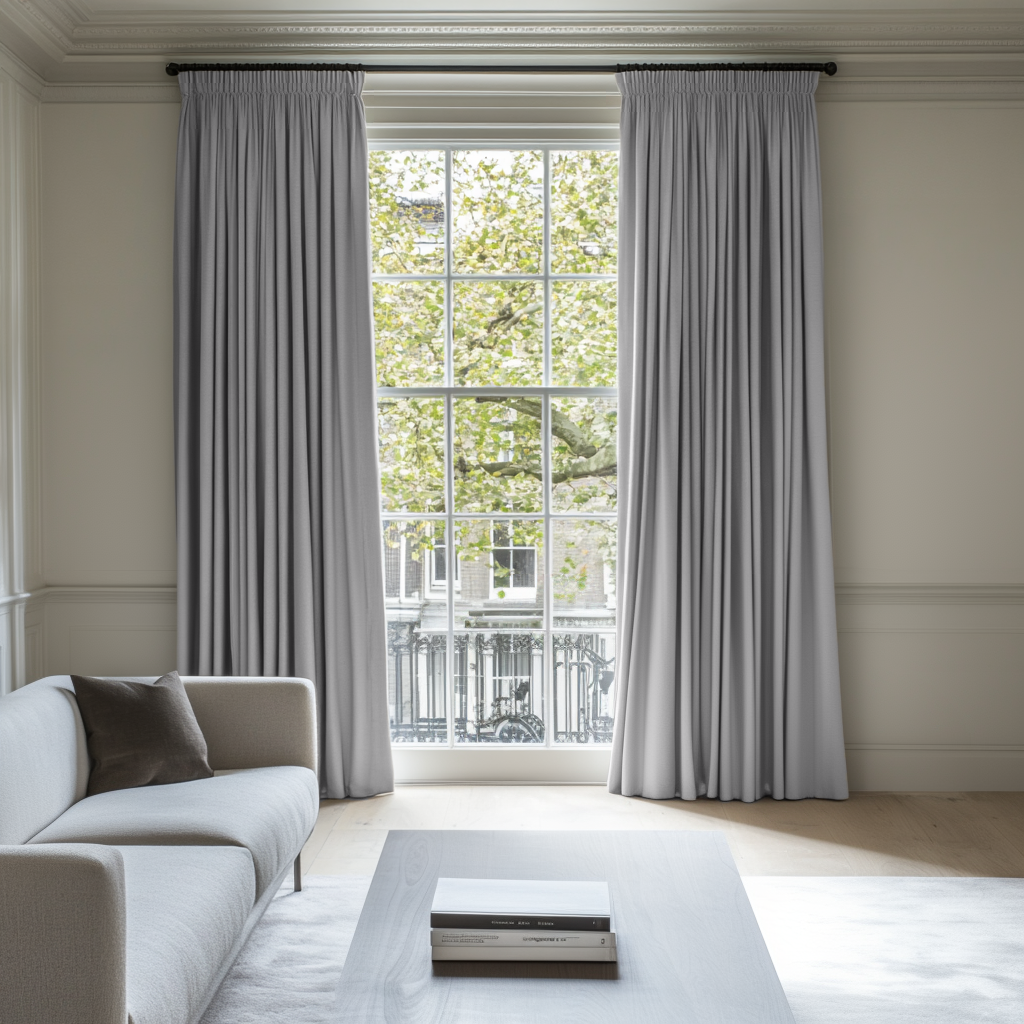 Stone Grey Linen Pencil Pleat Curtains - Cotton Lining