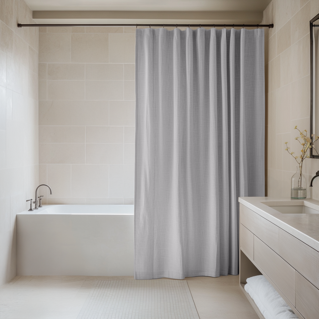 Stone Grey Linen Shower Curtain