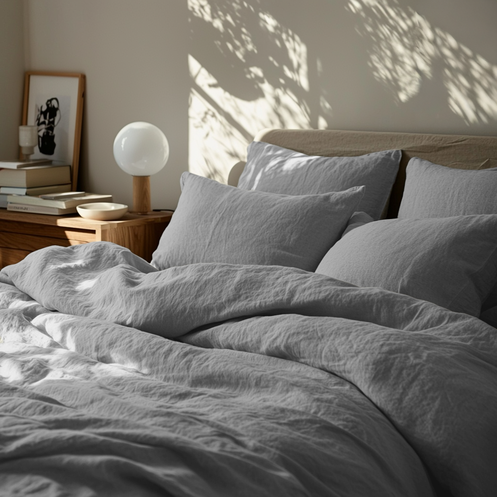 Stone Grey Linen Duvet Cover