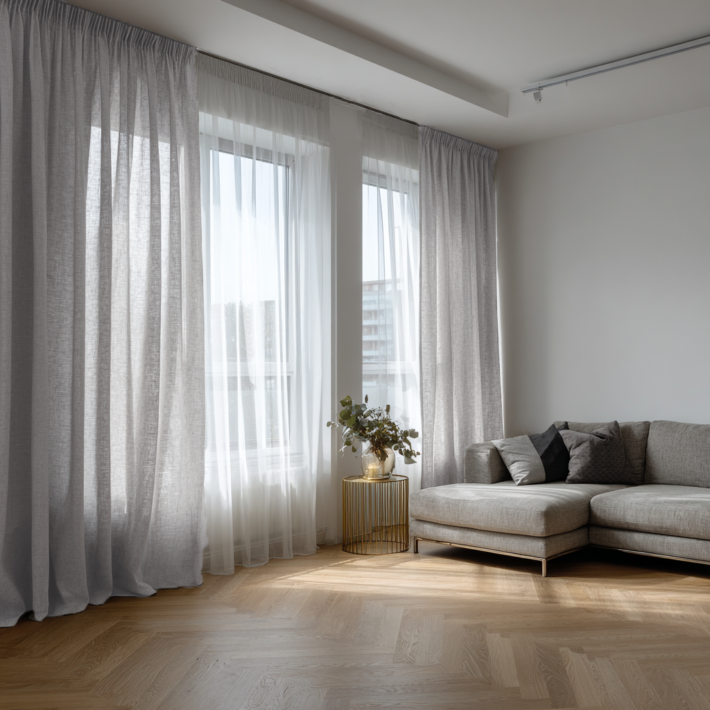 Pencil Pleat Linen Curtains For Living Room