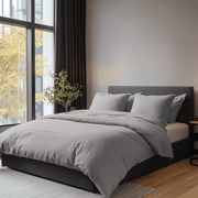Stone Light Grey Washed Linen Duvet Cover Set