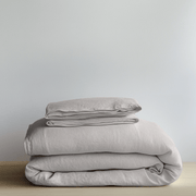 Stone Light Grey Linen Duvet Cover Set - Folded
