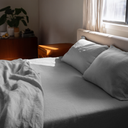 Stone Light Grey Washed Linen Extra Deep Pocket Fitted Sheet Set 