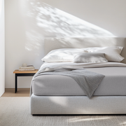 Stone Light Grey Washed Linen Deep Pocket Fitted Sheet
