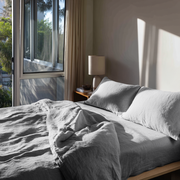 Stone Light Grey Washed Linen Extra Deep Pocket Fitted Sheet Set 