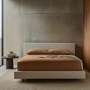 Tawny Brown Washed Linen Deep Pocket Fitted Sheet 