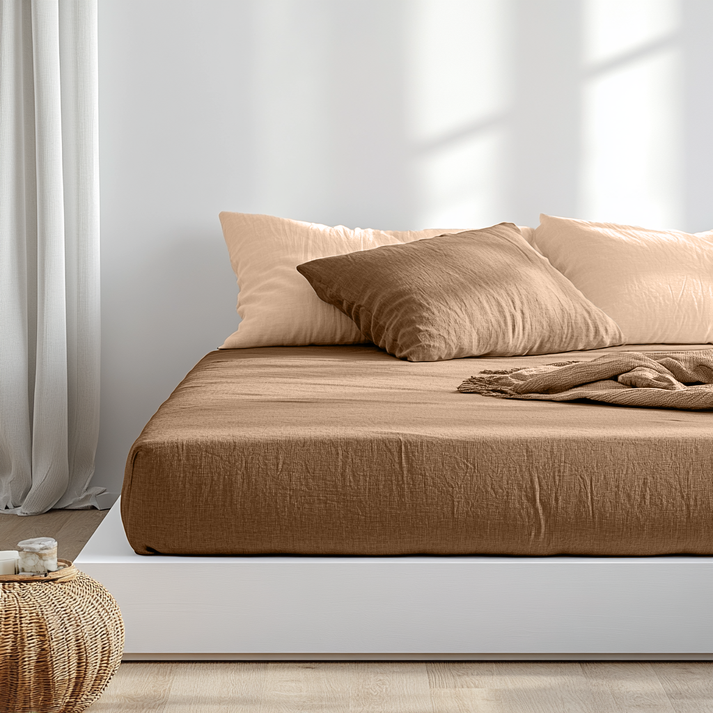 Tawny Brown Linen Fitted Sheet