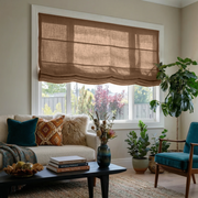 Tawny Brown Linen Relaxed Roman Shades