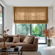 Tawny Brown Linen Roman Shades