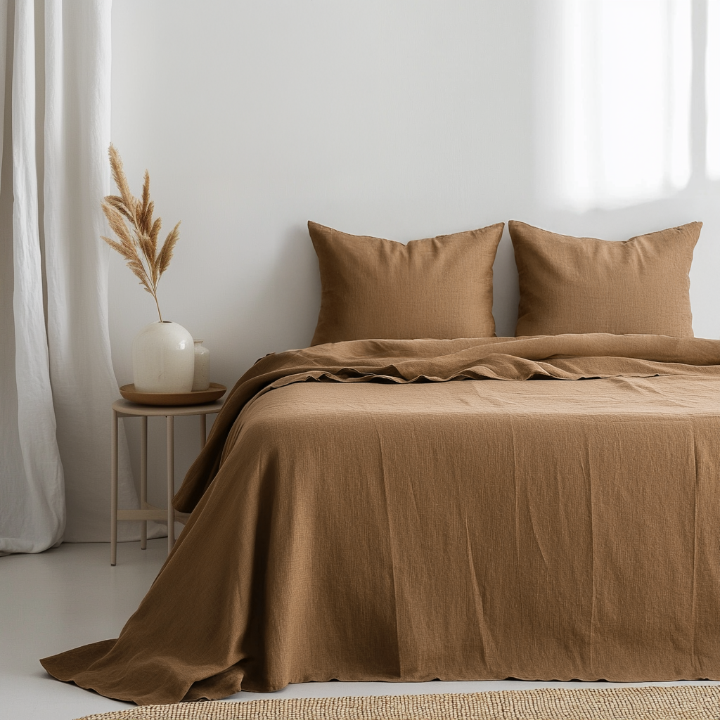 Tawny Brown Linen Sheet Set